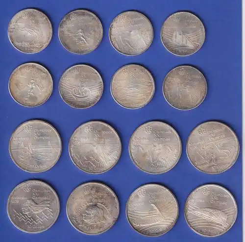Kanada Posten 16 Olympia-Silbermünzen Montreal 1976, je 8x 5Dollar, 8x 10Dollar