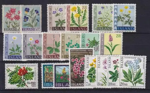 Island Botanik Pflanzen Blumen Lot 20 Werte ** / MNH