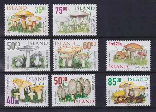 Island Pilze Lot 8 Werte  ** / MNH