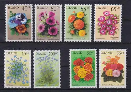 Island Botanik, Pflanzen, Blumen Lot 8 Werte  ** / MNH