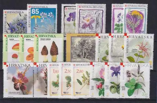 Kroatien 1992-2004 Botanik, Pflanzen, Blumen Lot 21 Werte ** / MNH