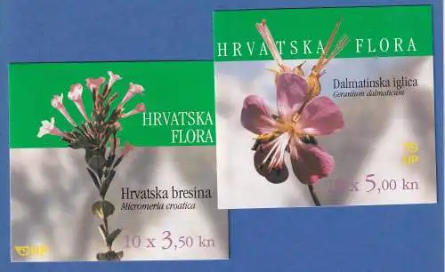 Kroatien 2000 Botanik, Pflanzen, Blumen Mi-Nr. 548-49 je MH 0-1 und 0-2 ** / MNH
