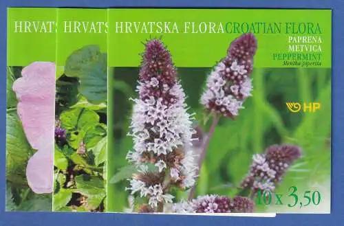 Kroatien 2004 Botanik, Pflanzen, Blumen Mi-Nr. 687-89 je ganzes MH ** / MNH