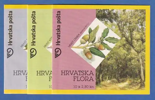 Kroatien 2002 Botanik, Pflanzen, Blumen Mi-Nr. 615-17 je ganzes MH ** / MNH
