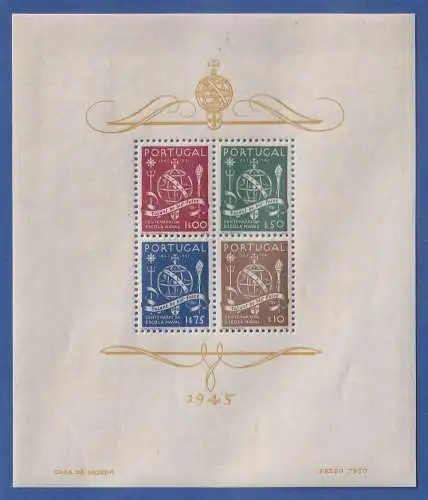 Portugal Blockausgabe 1945  Mi.-Nr. Block 9 ** 100 Jahre Marineschule