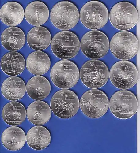 Kanada Posten 24 Olympia-Silbermünzen Montreal 1976 je 12x 5Dollar, 12x 10Dollar