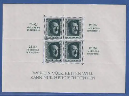 Dt. Reich 1937 Block Reichsparteitag Kulturspende Mi-Nr. Block 11 postfrisch **
