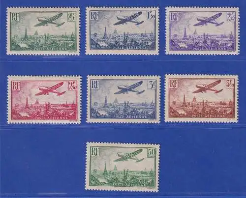 Frankreich 1936 Flugpostmarken Flugzeug über Paris Mi.-Nr. 305-311 ungebraucht *