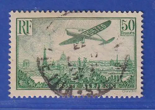 Frankreich 1936 Flugpostmarke Flugzeug über Paris 50 Fr Mi.-Nr. 311a gestempelt