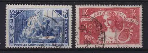 Frankreich 1935 Notleidende Geistesarbeiter Mi.-Nr. 303-304 gestempelt