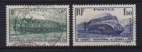 Frankreich 1937 Eisenbahnkongress Lokomotiven Mi.-Nr. 345-346 gestempelt
