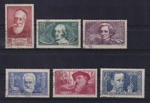 Frankreich 1938 Für notleidende Geistesarbeiter Mi.-Nr. 416-421 gestempelt
