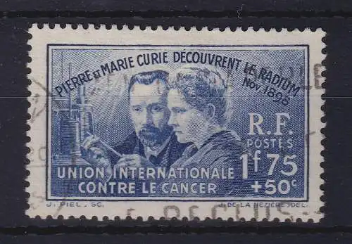 Frankreich 1938 Entdeckung des Radiums Ehepaar Curie Mi.-Nr. 433 gestempelt