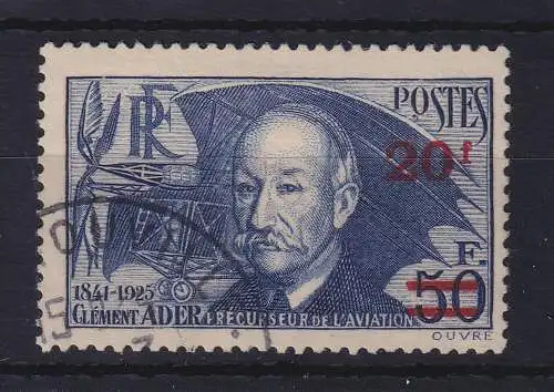 Frankreich 1940 Clément Ader mit neuem Wertaufdruck Mi.-Nr. 495b gestempelt