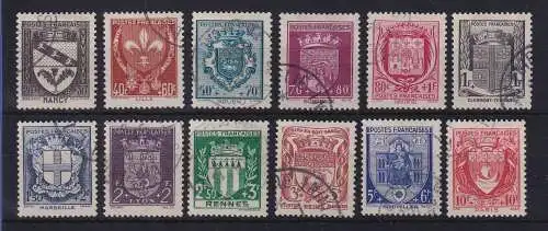Frankreich 1941 Nationale Hilfe Stadtwappen Mi.-Nr. 538-549 gestempelt