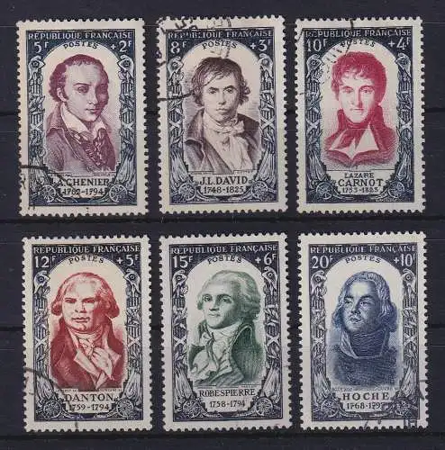 Frankreich 1950 Persönlichkeiten der Frz. Revolution Mi.-Nr. 885-890 gestempelt