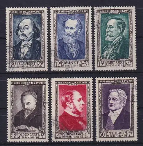 Frankreich 1952 Persönlichkeiten des 19. Jahrhunderts Mi.-Nr. 948-953 gestempelt