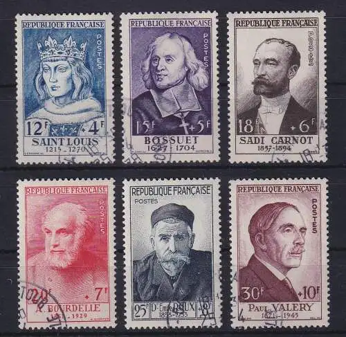 Frankreich 1954 Berühmte Persönlichkeiten Mi.-Nr. 1015-1020 gestempelt