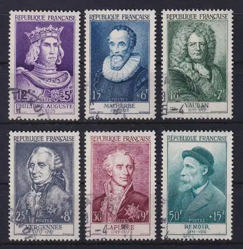 Frankreich 1955 Berühmte Persönlichkeiten Mi.-Nr. 1053-1058 gestempelt