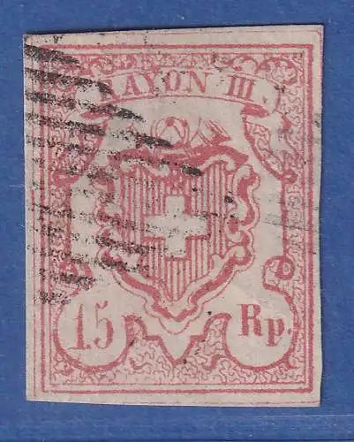 Schweiz 1852 RAYON III 15 Rp. Mi.-Nr. 12a  gestempelt mit Raute