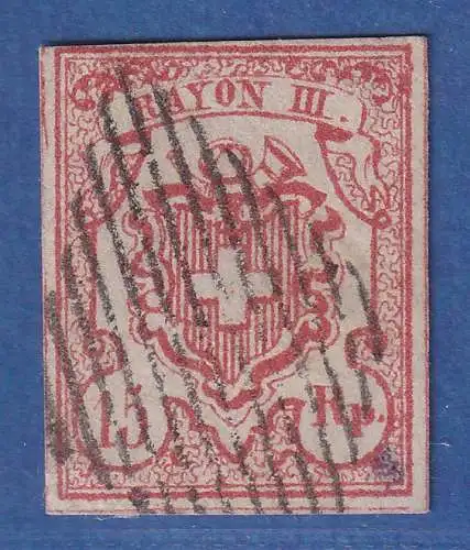 Schweiz 1852 RAYON III 15 Rp. Mi.-Nr. 12b gestempelt mit Rautenstempel