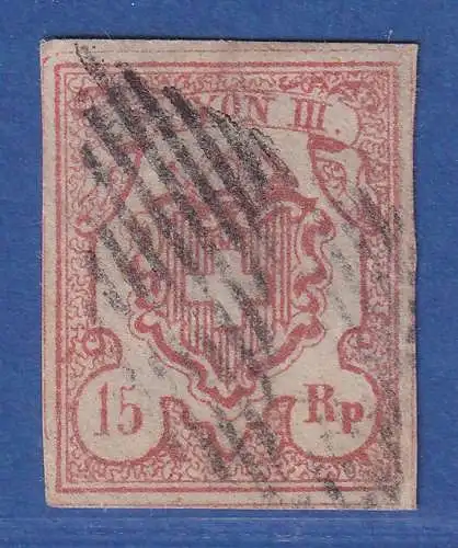 Schweiz 1852 RAYON III 15 Rp. Mi.-Nr. 12a, gestempelt mit Rautenstempel
