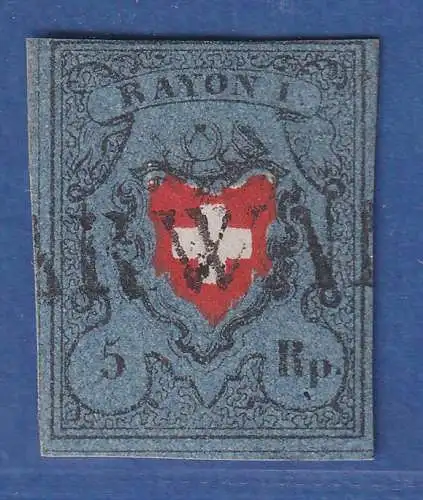 Schweiz 1851 RAYON I 5 Rp. Mi.-Nr. 7 II gestempelt mit Einzeiler