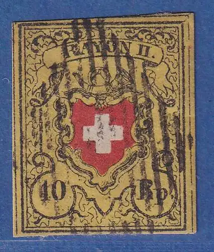 Schweiz 1851 RAYON II  10 Rp. Mi.-Nr. 8 II O mit eidgenössischer Raute 