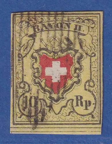 Schweiz 1851 RAYON II  10 Rp.  Mi.-Nr. 8 II O mit eidgenössischer Raute 
