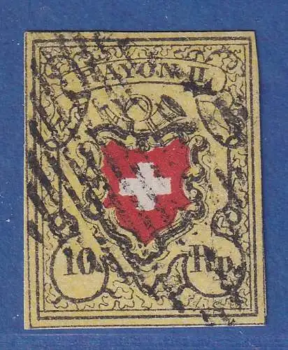 Schweiz 1851 RAYON II  10 Rp.  Mi.-Nr. 8 II O mit schöner eidgenössischer Raute 