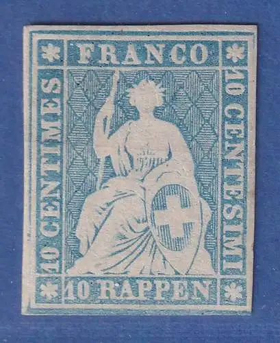 Schweiz 1855-56 Strubli Berner Druck 10 Rp.  Mi.-Nr. 14 II Ayoa ungebraucht *