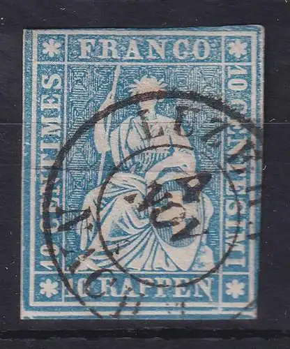 Schweiz 1855-56 Strubli Berner Druck 10 Rp.  Mi.-Nr. 14 II B yo a gest. LUZERN 