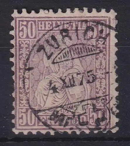 Schweiz 1867 Sitzende Helvetia 50 Rp.  Mi.-Nr. 35a gestempelt ZÜRICH