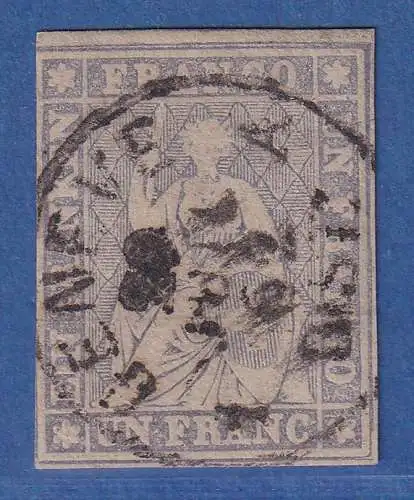 Schweiz 1857 Strubli 1 Franken Mi.-Nr. 18 II Ayn a gestempelt GENEVE