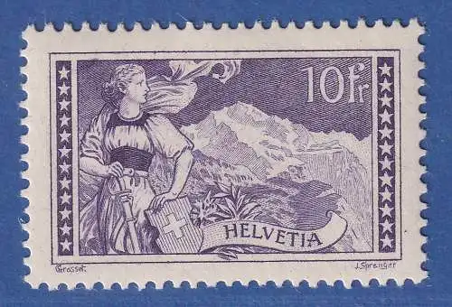 Schweiz 1914 Freimarke 10Fr. Gebirgslandschaft Mi.-Nr. 123 ungebraucht *