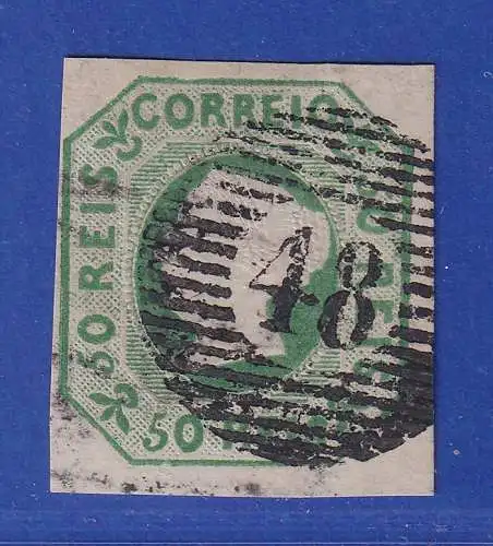Portugal 1853 Königin Maria II. 50 Reis Mi.-Nr. 3a mit Rost-Nr.-O gp. PFENNINGER