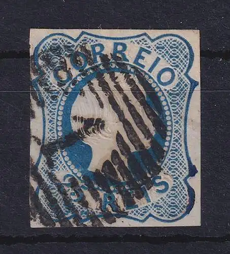 Portugal 1855 König Pedro V. 25 Reis Mi.-Nr. 6 I mit Rost-Nr.-O 1