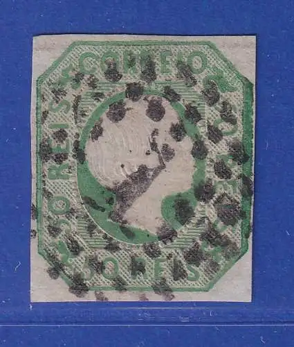 Portugal 1855 König Pedro V. 50 Reis Mi.-Nr. 7a mit Punktrost-O