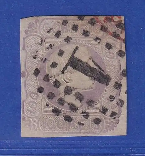 Portugal 1855 König Pedro V. 100 Reis Mi.-Nr. 8 mit Punktrost-Nr.-O 1
