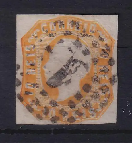 Portugal 1862 König Luis I. 10 Reis Mi.-Nr. 13 mit Punktrost-Nr.-O 1