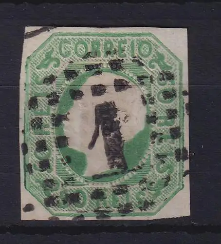 Portugal 1862 König Luis I. 50 Reis Mi.-Nr. 15 mit Punktrost-Nr.-O 1