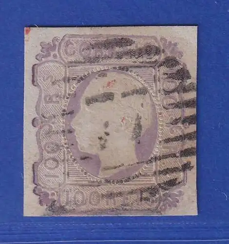 Portugal 1862 König Luis I. 100 Reis Mi.-Nr. 16 mit Rost-Nr.-O 