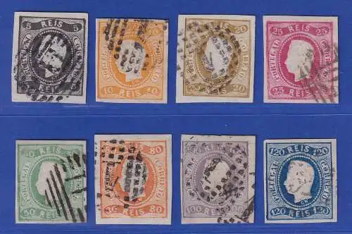 Portugal 1866/67 König Luis I. Mi.-Nr. 17-24 Satz 8 Werte gestempelt