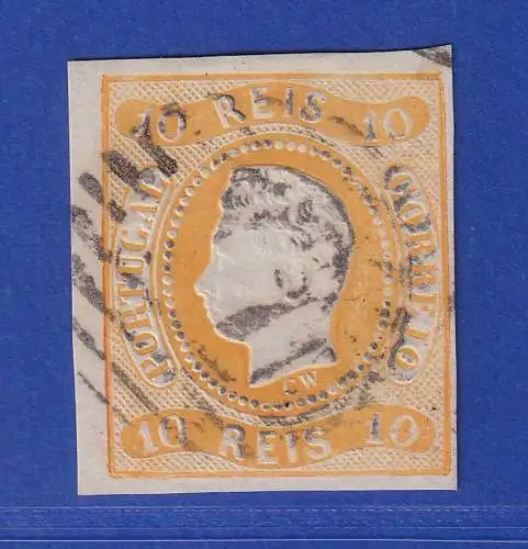 Portugal 1866 König Luis I. 10 Reis Mi.-Nr. 18 mit Rost.-Nr.-O