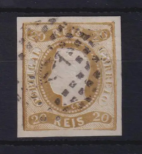 Portugal 1866 König Luis I. 20 Reis Mi.-Nr. 19 mit Punktrost-Nr.-O