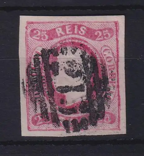 Portugal 1867 König Luis I. 25 Reis Mi.-Nr. 20 mit Rost-Nr.-O 