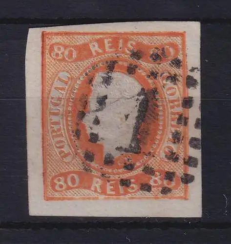 Portugal 1866 König Luis I. 80 Reis Mi.-Nr. 22 mit Punktrost-Nr.-O 1