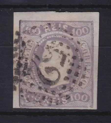 Portugal 1867 König Luis I. 100 Reis Mi.-Nr. 23 mit Punktrost-Nr.-O 52