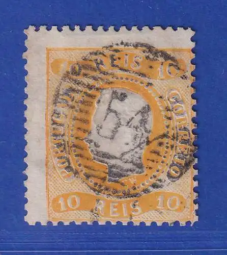 Portugal 1867 König Luis I. 10 Reis Mi.-Nr. 26 mit Rost.-Nr.-O 54
