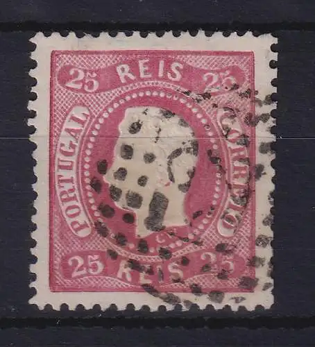 Portugal 1867 König Luis I. 25 Reis Mi.-Nr. 28 mit Punktrost.-Nr.-O 52